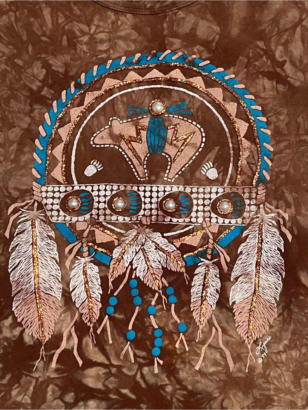 🇺🇸 Vintage Lynne Apparel Native  American Embellished Dreamcatcher T-Shirt